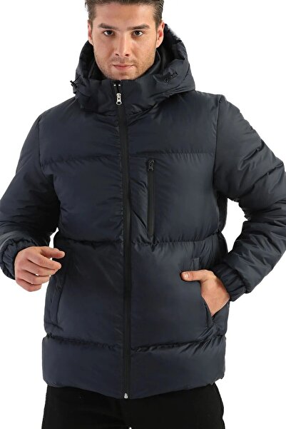 river green Palton pentru bărbați, albastru bleumarin, cu glugă, rezistent la...