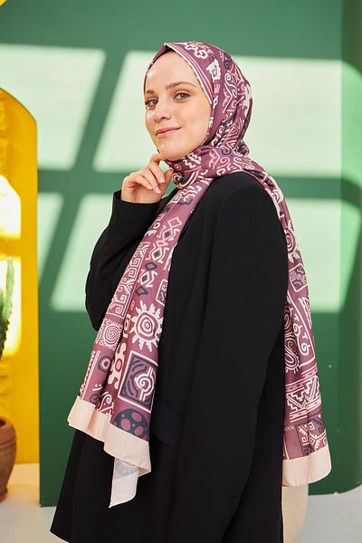 İpekhan Age Patterned Cotton Shawl Claret Red 3024-06