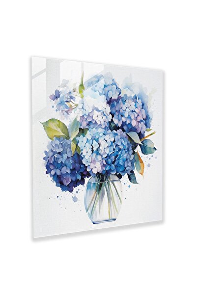 PaintedAnarchy Hydrangea Glass Wall Art - Shades of Blue - Hydrangea, Blue, G...