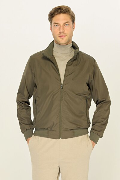 RİVERCLUP Ανδρικό αθλητικό παλτό με αντιανεμικό χακί, εξαιρετικά ελαφρύ γιακά