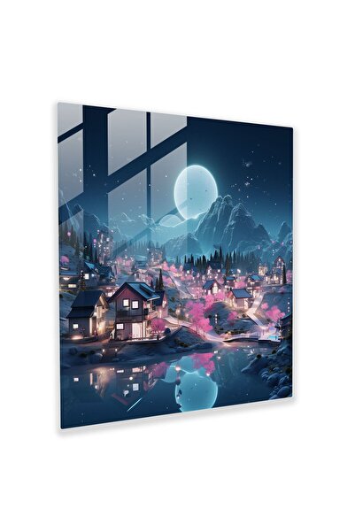 PaintedAnarchy Futuristic Neon Village Glass Painting, Village, Neon Lights, ...