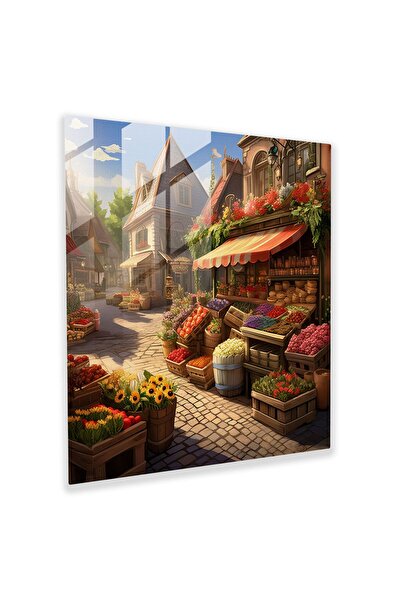 PaintedAnarchy Marketplace Village Glass Painting, Village, Wall Decoration, ...