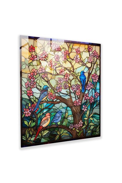 PaintedAnarchy Serenity Garden Cam Tablo - Vitray Duvar Sanatı Ev Dekorasyonu