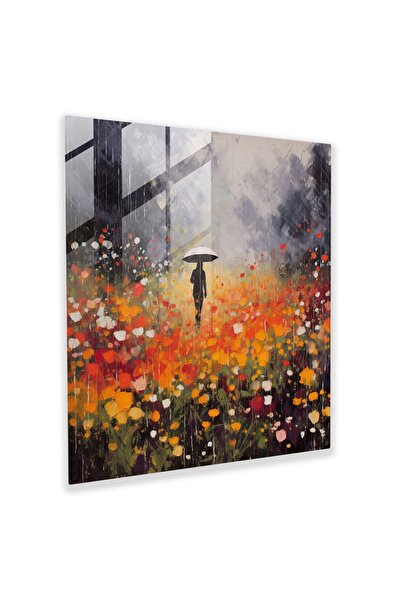 PaintedAnarchy Rainy Field Glass Print - Rain, Glass Art, Glass Print, Wall D...