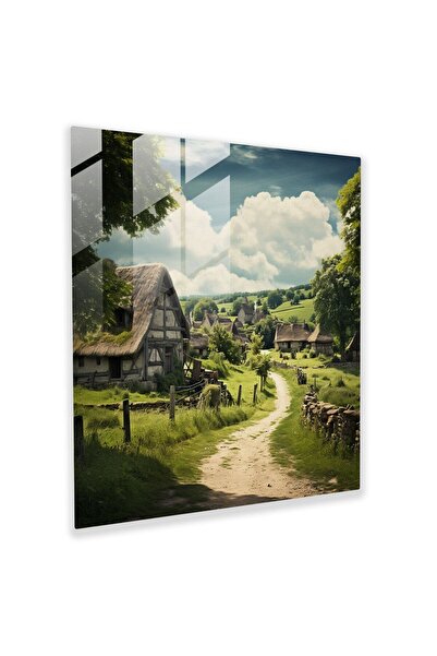 PaintedAnarchy Glass Painting - Peaceful Rural Village - Village, Rural, Mode...