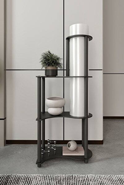 Halımax Tina Dekoratif Raflı Modern Lambader Beyaz Abajur