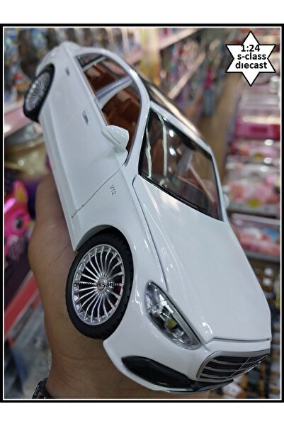 OYUNCAKSAHİLİ S600 Maybach Class Diecast Metal Mercedes 1.24 Beyaz Model Arab...