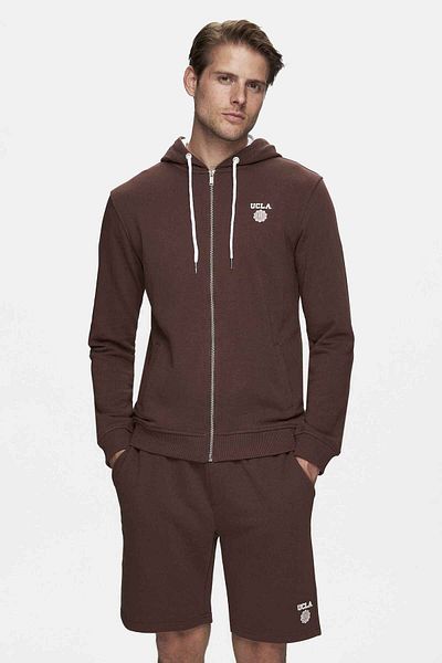 UCLA Hilgard Men's Sweatshirt - Dark Brown, Hooded and Zippered, Printed Standard Fit