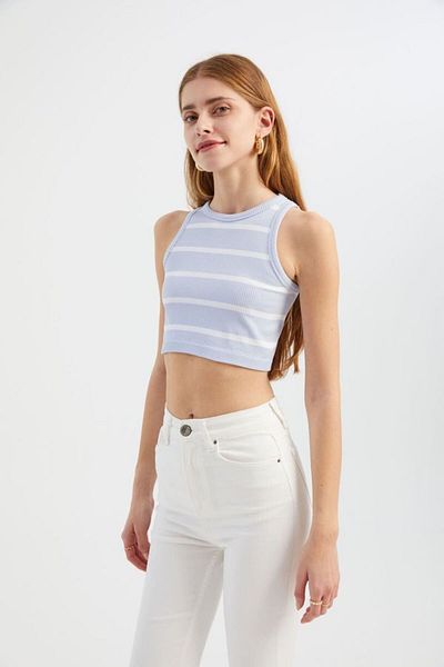 Hiccup Ριγέ Crop Top με λαιμόκοψη