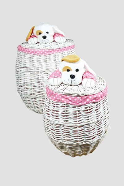 es home collection Hasır Peluş Oyuncak Sepeti