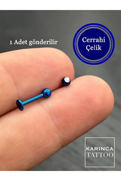 Karınca Piercing Taşlı Piercing Tragus Flat Helix Conch Kulak Küpesi Renkli P...
