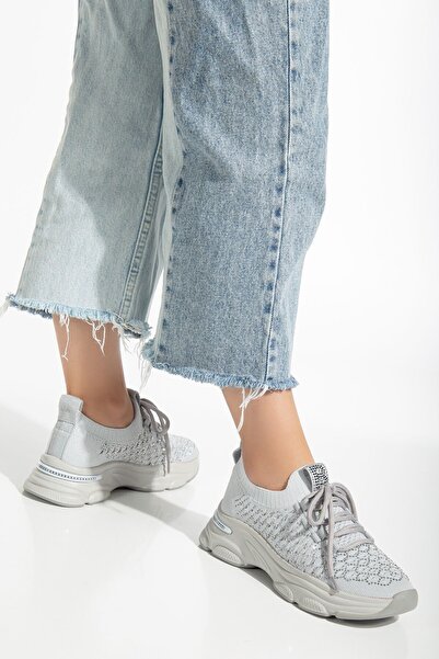 stilfest Сірі трикотажні жіночі кросівки - зручне взуття для щоденного спорту