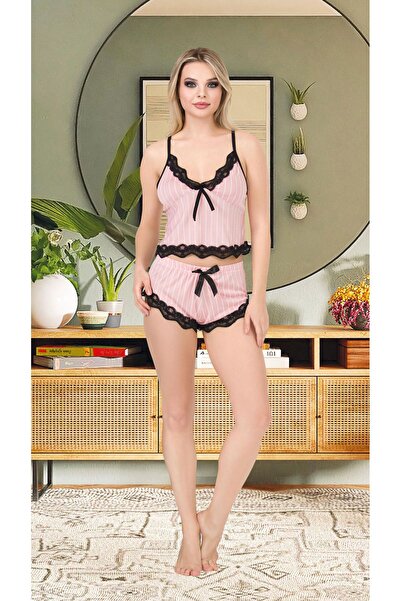 Cooqpoo Bretele subțiri Dusty Pink Dantela Femei Mărimea S/m-l/xl Partea de jos Pantaloni scurți de sus Pijamale Set de îmbrăcăminte pentru acasă