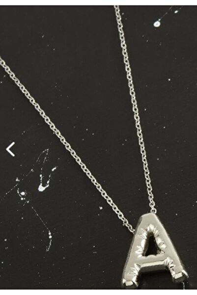 MAGFANİTİKO Balon Harf Kolye Harfli Balon 3 Boyutlu Gümüş Renk Kolye