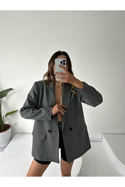 Marbella Poliviskon βάτα τμχ oversized Γυναικείο Μπουφάν - Λεπτομέρεια με διπλό κουμπί