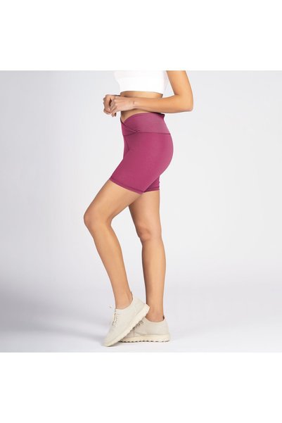 Lioness Activewear Magenta Gathering Double-Breasted Waist Detailed Cycling Shorts Short Sports Tights Biker