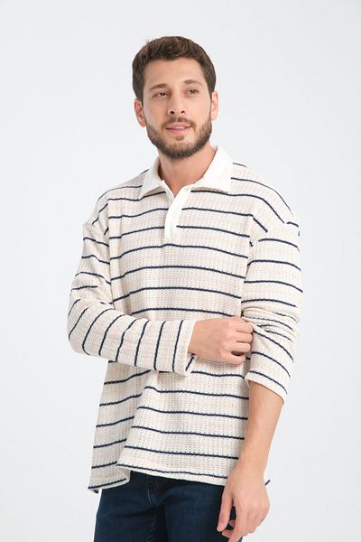 İLKCET MODA Μακρυμάνικο πλεκτό φούτερ με λαιμόκοψη σε V