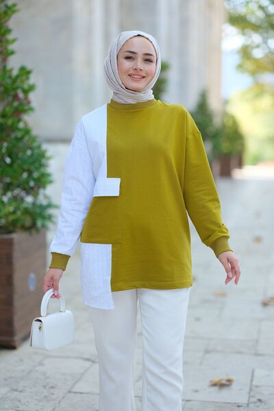 LOCCO Oil Green Tunic - Pocket and Shirt Detail