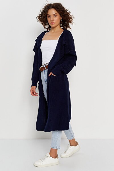 Hopoi Wide Collar Women's Midi Cardigan