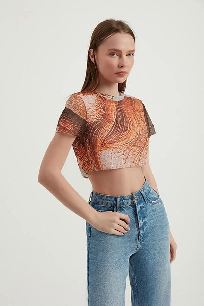 Hiccup Αφηρημένο Crop Top από τούλι