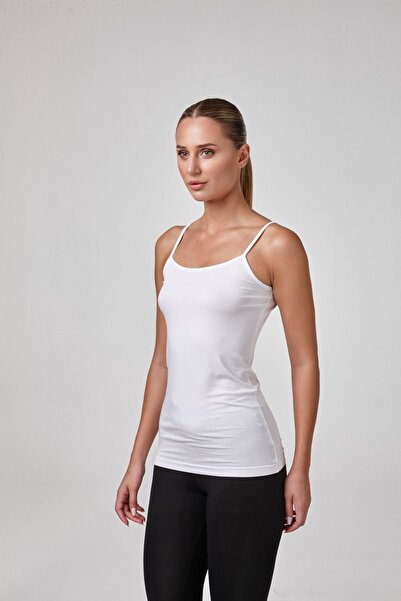 relactive Maiou cu bretele pentru femei, croială mulată, alb