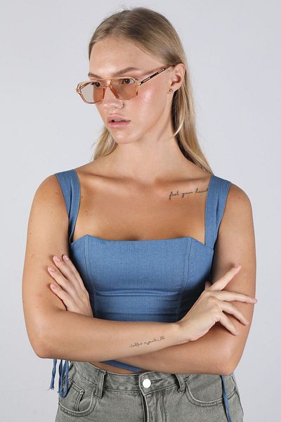 TomyHelf Nude Colored Women's Sunglasses - Frame and Glass Rectangle Design