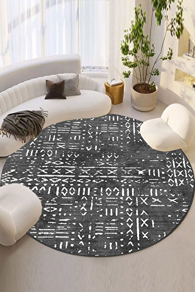 Chilai Home Crusted Füme Dekoratif Halı Çap Djth