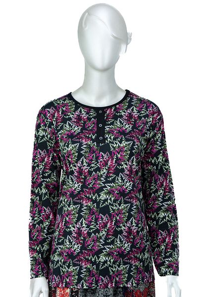 Oppland Γυναικεία μπλούζα από βαμβακερή βισκόζη - Floral print, Lycra, χαλαρή εφαρμογή