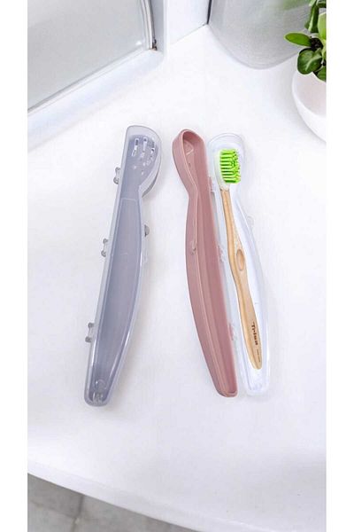 Ayver Set of 2 Travel Hygienic Toothbrushes and Storage Container