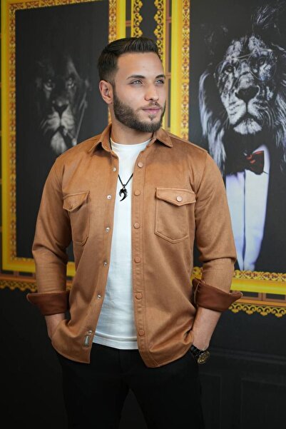 Laacivert Kışlık Ve Mevsimlik Gömlek Bronz Kırışmayan Süet