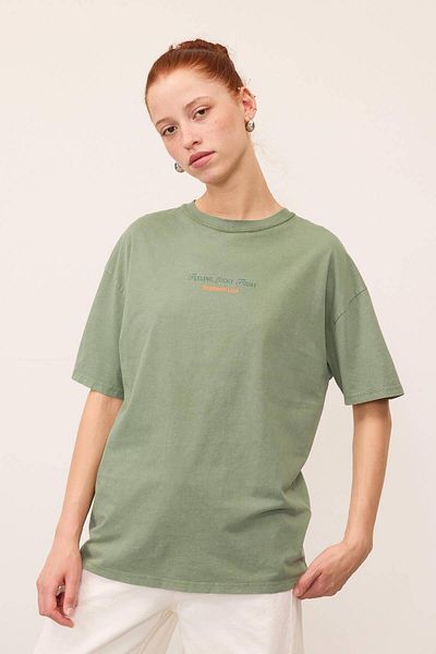 Addax P10283-U10 Model Feeling Lucky Today Printed Oversize T-Shirt