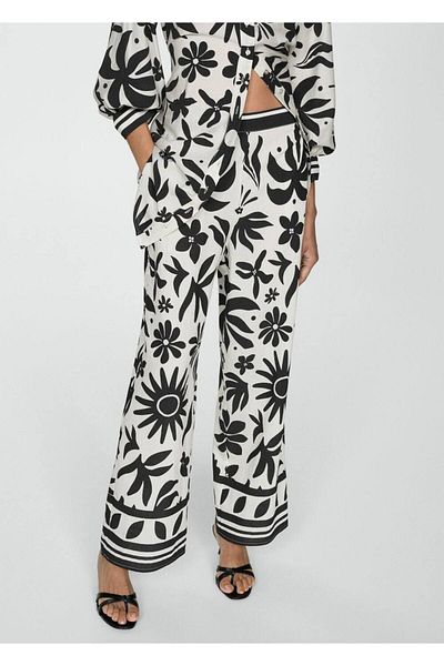 MANGO Woman Wide Leg Pants with Floral Print
