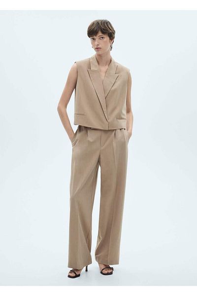 MANGO Woman Elastic Waist Suit Trousers