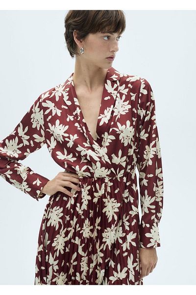 MANGO Woman Rochie plisată cu model