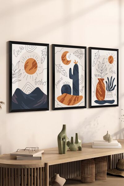 Artavessa طقم طاولة MDF مكون من 3 قطع بإطار أسود - مجموعة 7