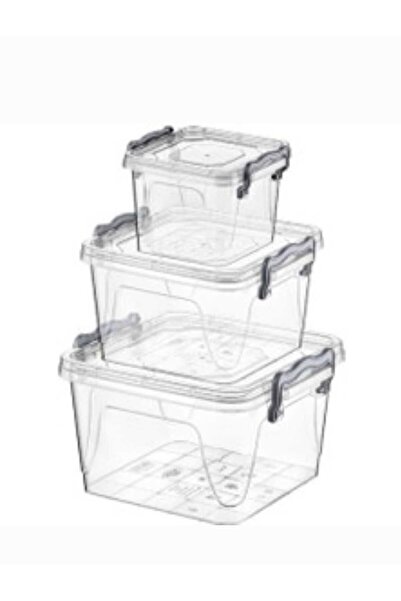 ÇEÇEN HOME 3'lü Set  Şeffaf Kilitli Mutfak Eşya Gıda Yatay Saklama Düzenleme ...