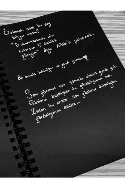 baddin aksesuar Black Page Notebook 15×20 Cm 30 Sheets And White Pen