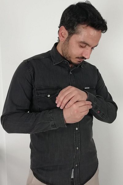 TOUSUS Ανδρικό πουκάμισο Slim Fit Denim Slm-2006-tss