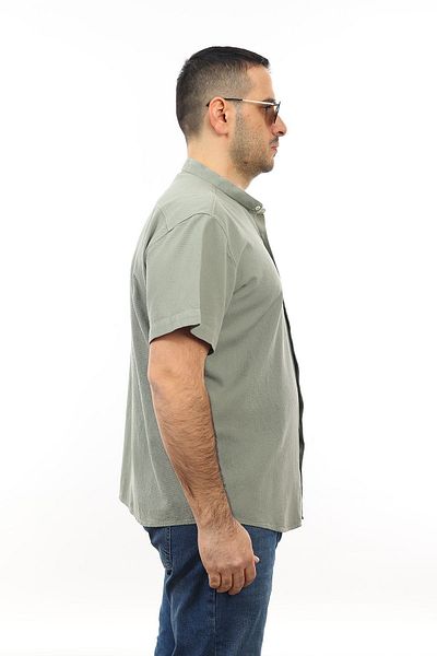 TOUSUS Ανδρικό πουκάμισο μεγάλου μεγέθους Mint Green Color Cotton Judge Collar με τσέπες κοντομάνικο πουκάμισο Kk-8012-tss