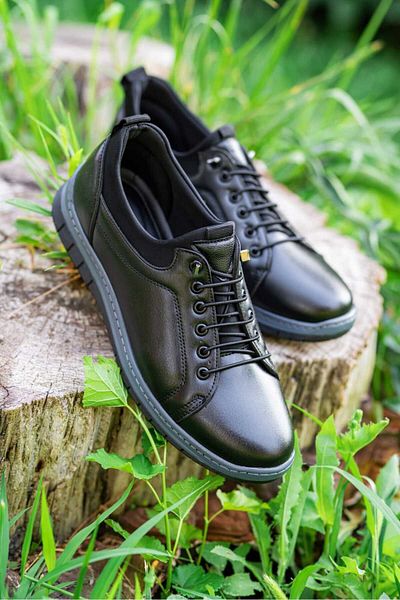 Weynes Men's Black Stitched Orthopedic Comfortable Daily Shoes Wsb1026