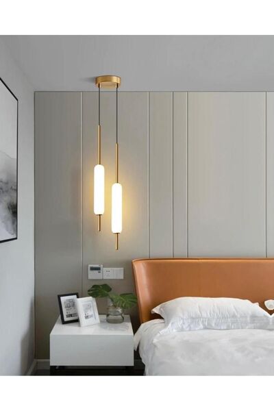 Vonalight 2'li Gold ,Akrilik,Yatakbaşı,Banyo,Boru Sarkıt,lamba,led Aydınlatma,dekoratif 3000K Işık Msc12