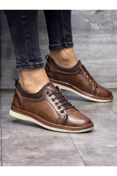 Nubbock Men's Tan Stitched Orthopedic Comfortable Daily Shoes Nk1026