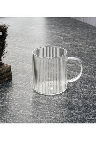 Tohana كوب زجاجي مخطط سعة 250 مل