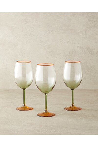 English Home Citrus Cam 3'lü Kadeh Amber-Yeşil