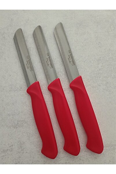 Solingen Micro Tırtıklı Sebze Doğrama Bıçağı Kırmızı 3'lü