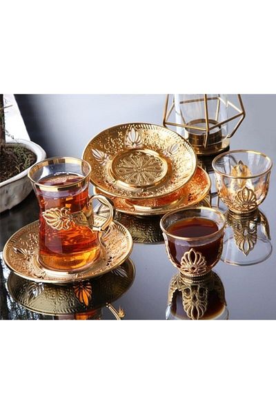 MOS'EV 18 Pieces 6-Person Gold Tea Set with Mirra
