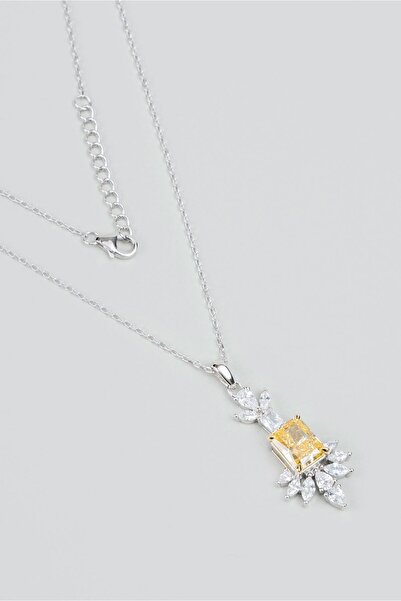 So CHIC... Tanrıça 18 Ayar Beyaz Altın Kaplama 45 Cm Gümüş Kolye