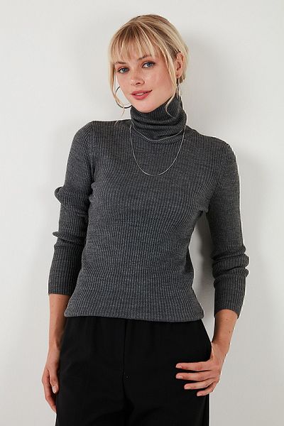 Lela Turtleneck Soft Acrylic Corded Sweater -4614102