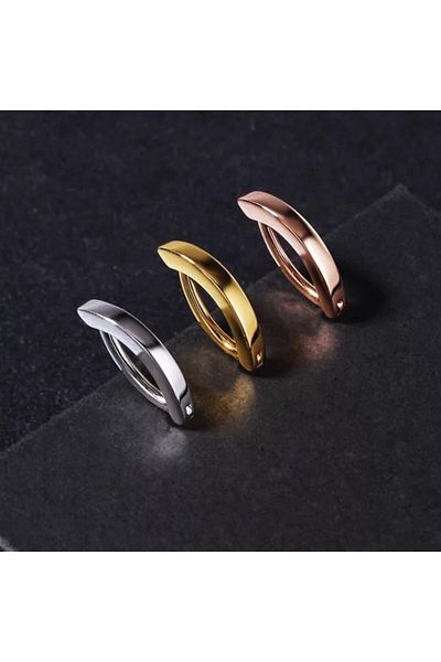 Arescollection Rose Gold Surgical Steel Ellipse Ring Navel Piercing