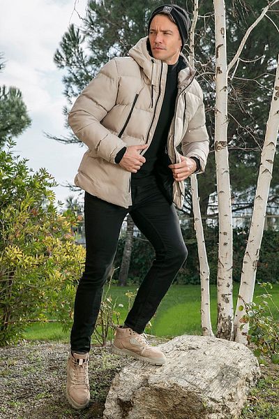Buratti Ανδρικό παλτό με κουκούλα, ανθεκτικό στο κρύο ανθεκτικό σε λεπτή εφαρμογή, ανδρικό παλτό5717101